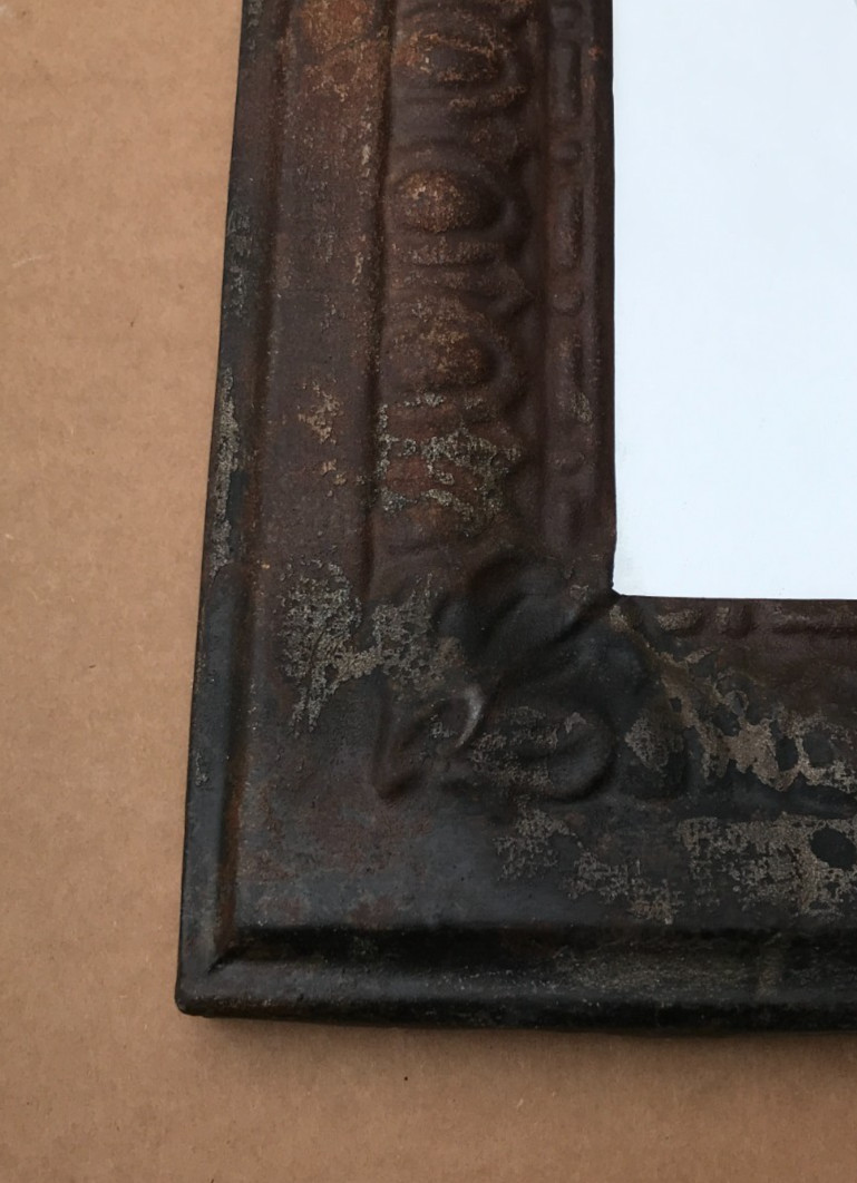 VTG Decorative Egg & Dart Salvaged Tin Ceiling 10x23 Rust Mirror Old 480-26B