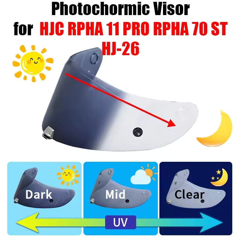 Photochromic Visor Fits For HJC RPHA 11 & RPHA 70 HJ-26 Motorcycle Helmet Lenses