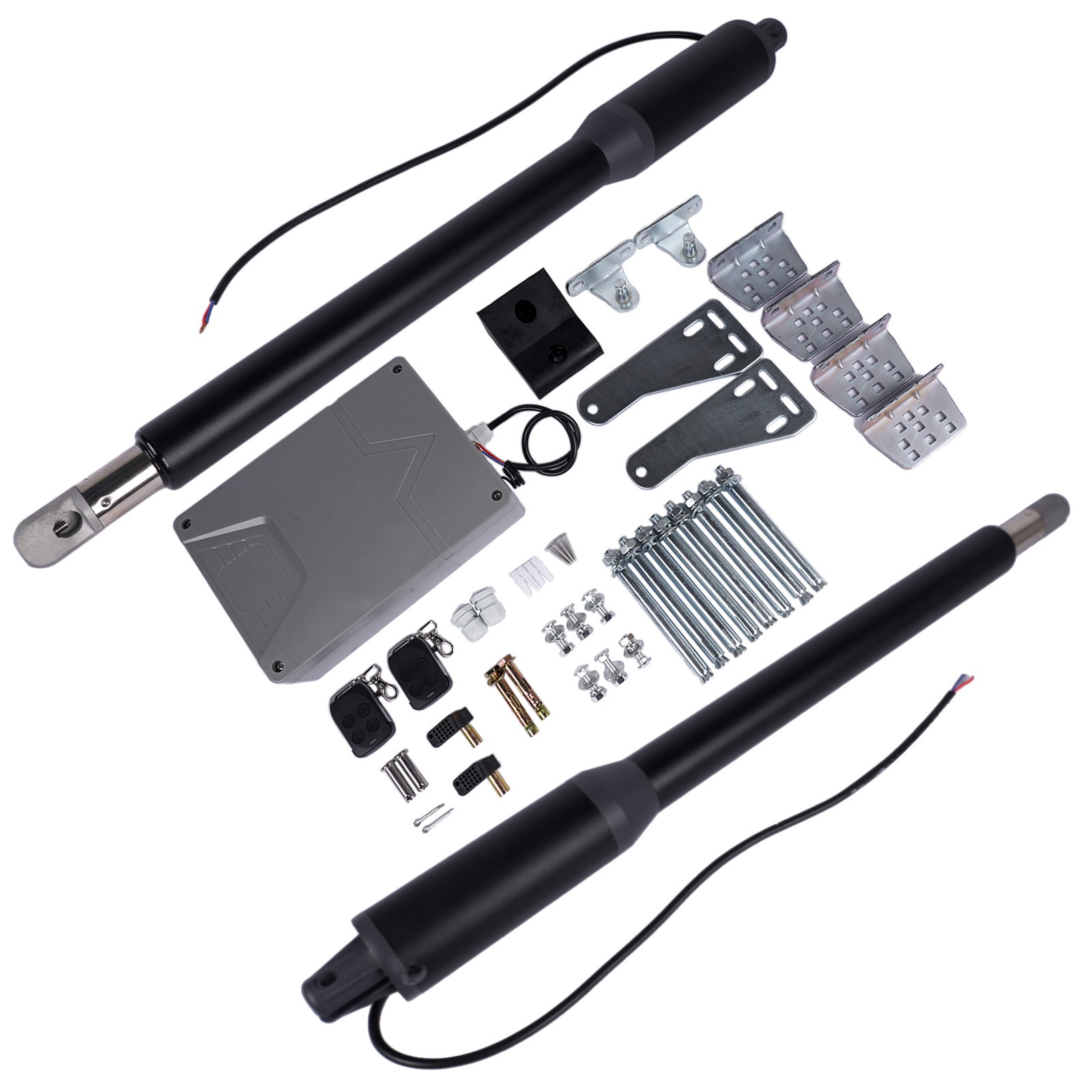 Heavy Duty Automatic Dual Swing Gate Opener Kit + Remote Controls For Fence Gate