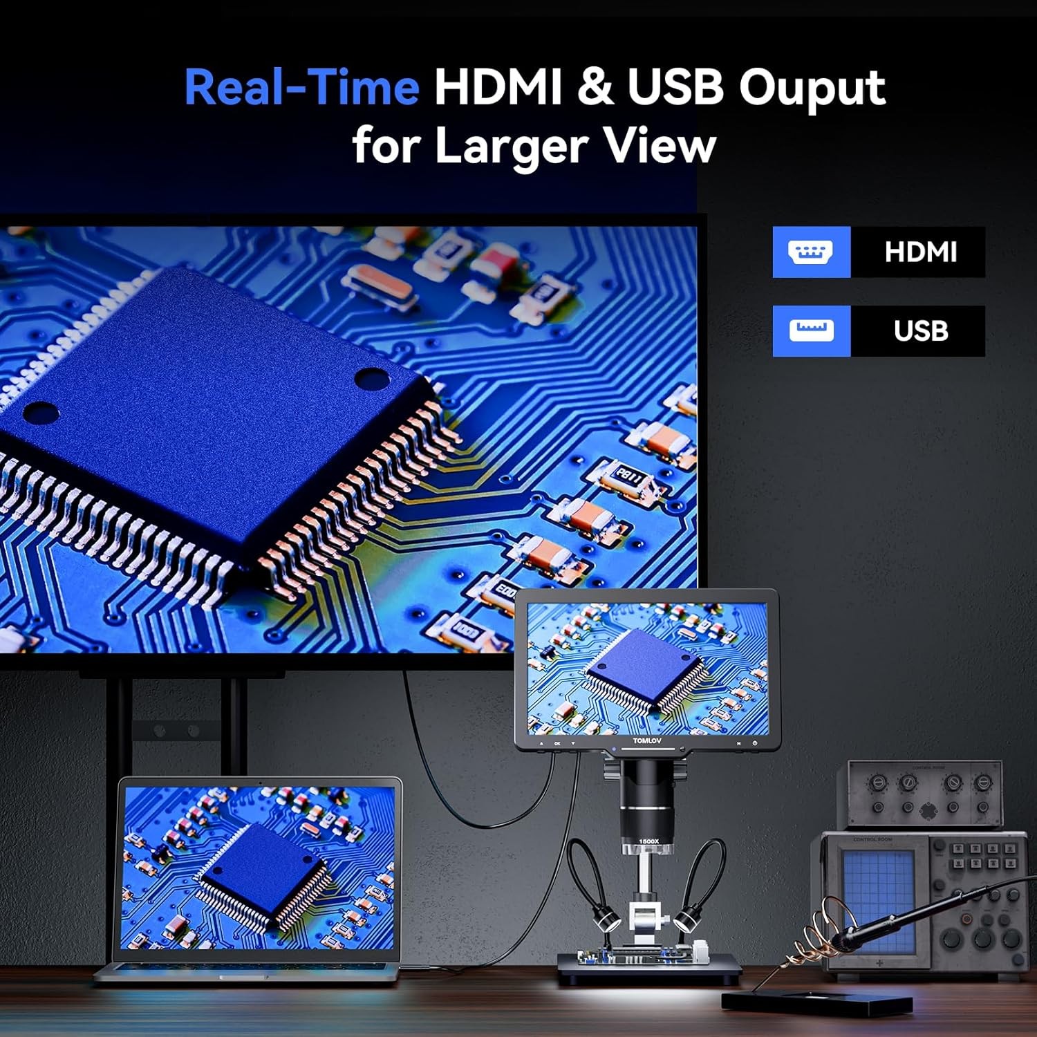 TOMLOV TriL110 2500X Digital Microscope 10" 24MP Coin Microscope Diamond Loupe