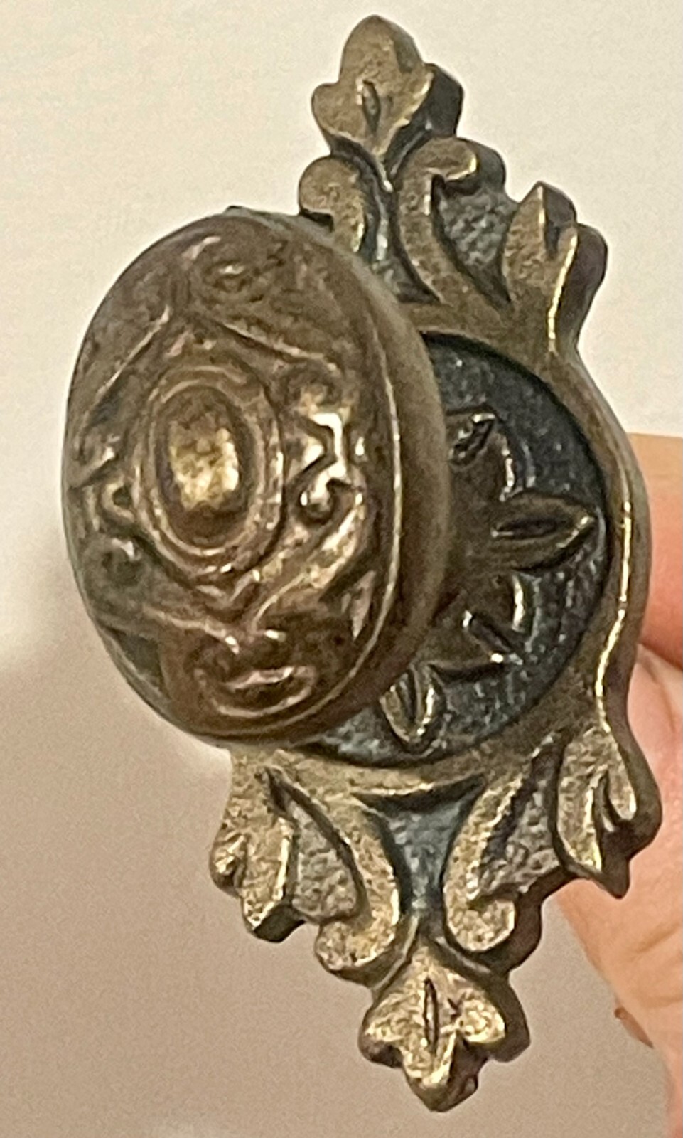 Vintage Metal Brass Drawer Pull Furniture Hardware Cabinet Door Knob w/Backplate