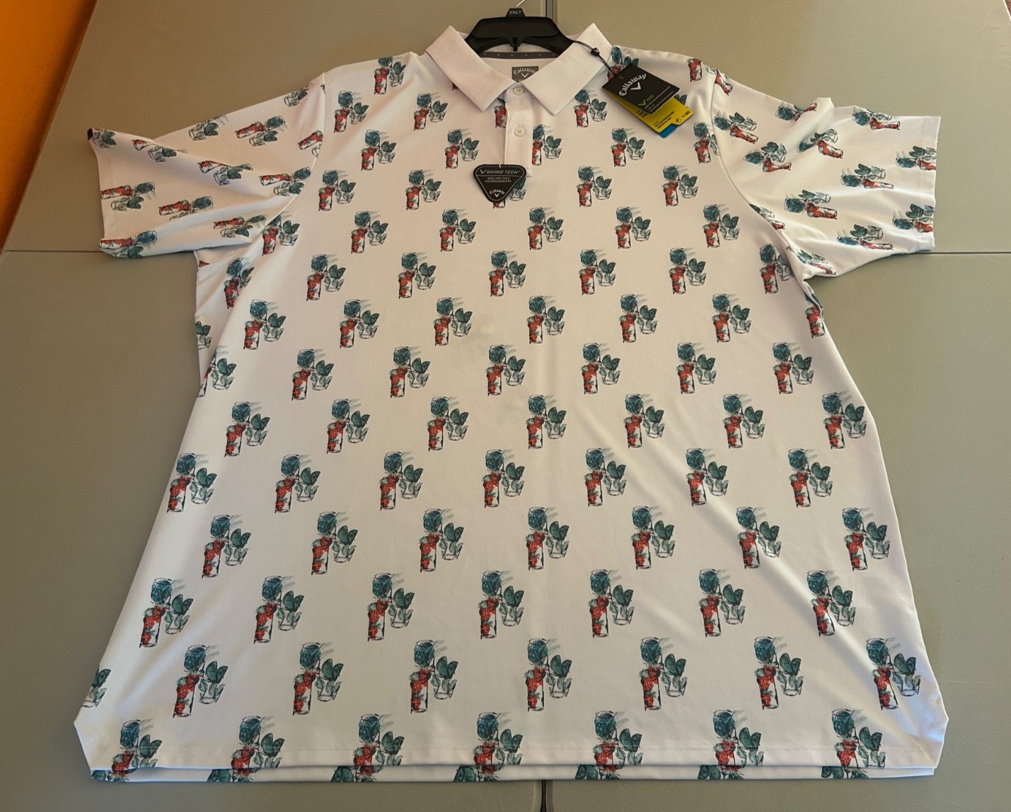 Callaway Stretch Golf Polo Shirt Bright White 2XLT Tall New