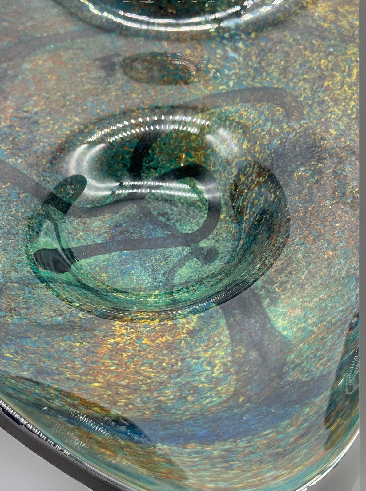 Loan Nemtoi art glass “Wavy” bowl original hand-blown signed home decor