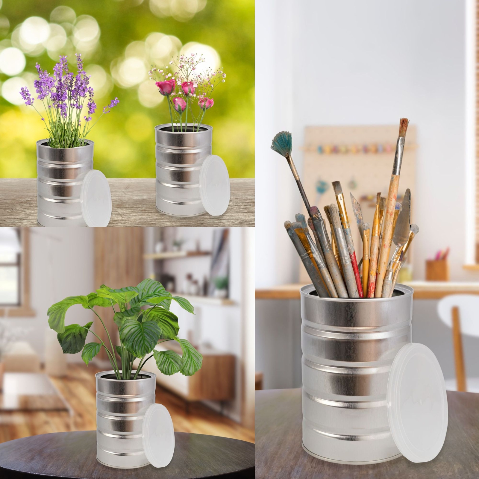 Empty Coffee Cans 4pk, Metal Cans for Kitchen Storage, Baking, Coffee Packaging