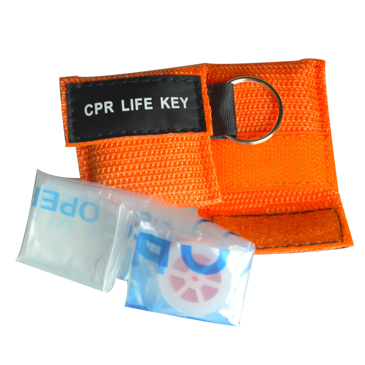 100pcs CPR Mask First Aid Training Mask Transparent Mask Mini Keychain Orange