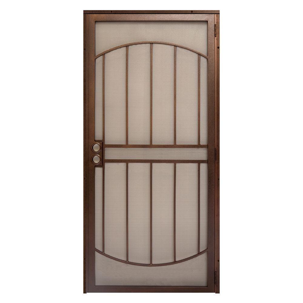 Unique Home Designs Security Door W/ Metal Screen 36" x 80" Mount Steel Copper