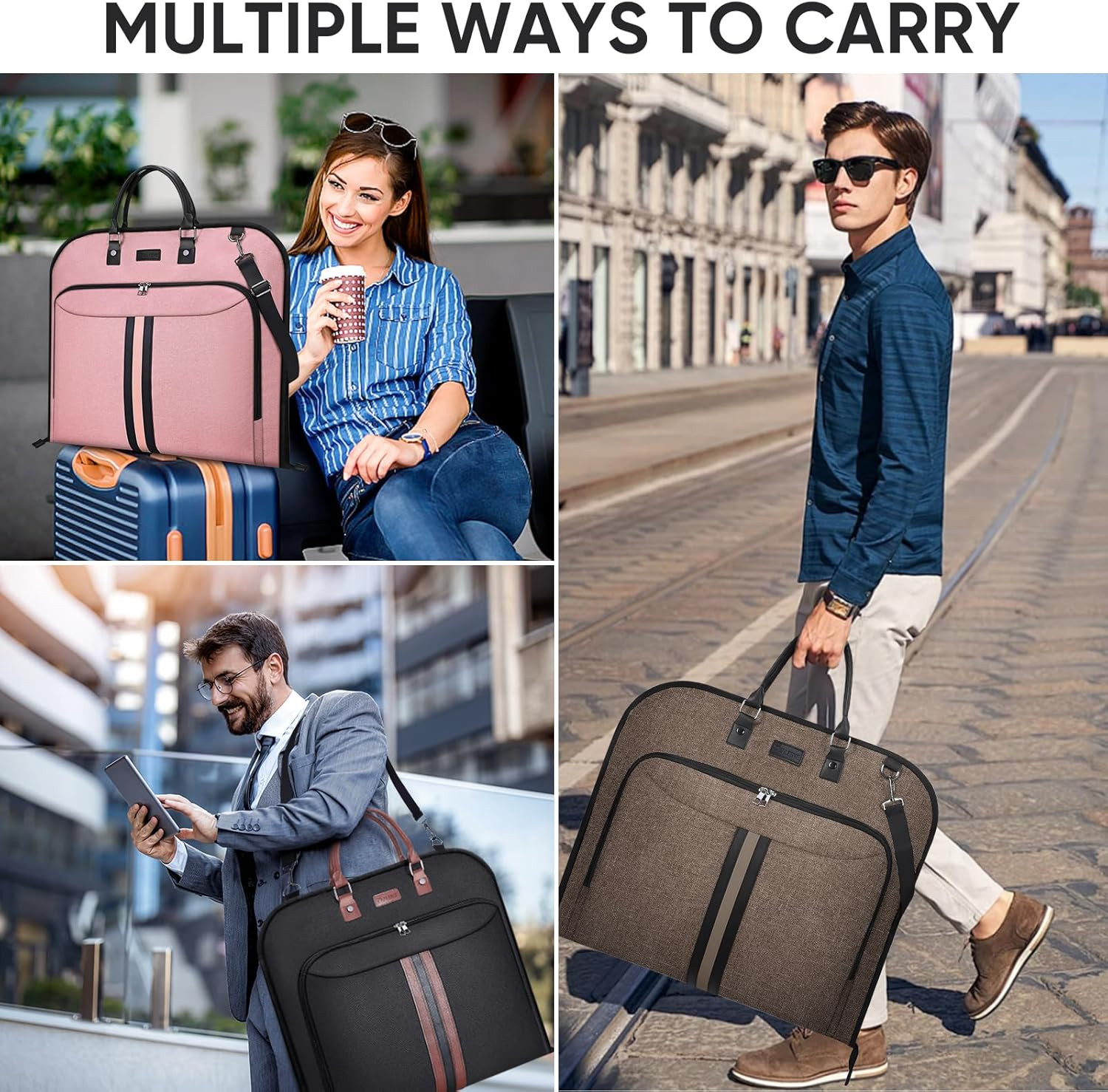 Travel Garment Bag, Travel Suit Bag for Men, 42'' Waterproof Carry on Garment Ba