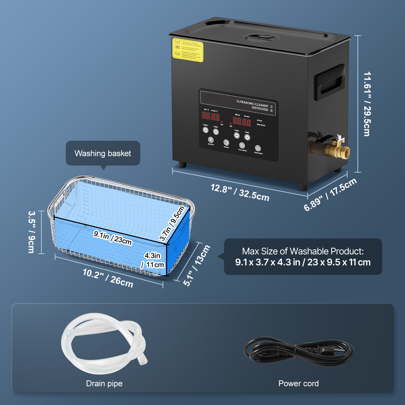 6L Ultrasonic Cleaner Cleaning Machine with Basket Heater and Timer 180W