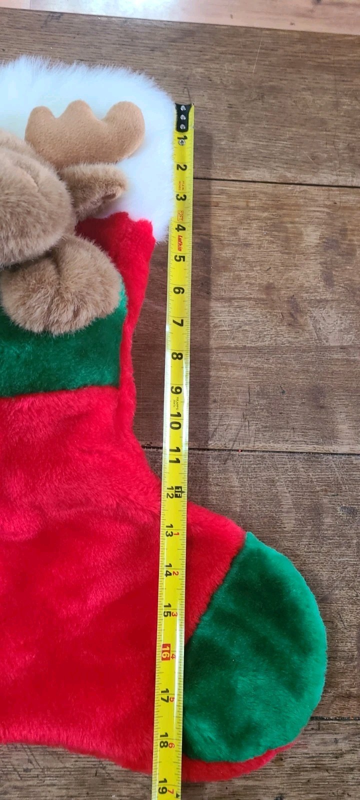 Vintage Prima Creations Reindeer Moose Plush Christmas Stocking Fluffy