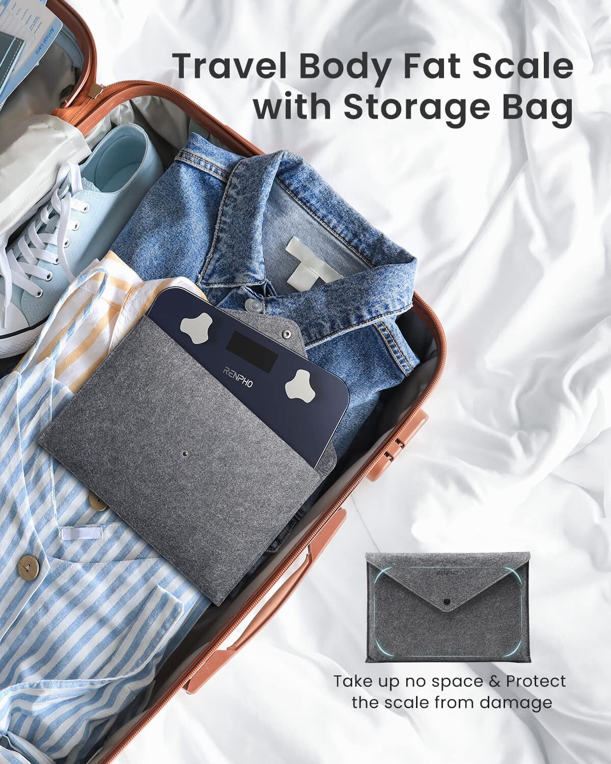 RENPHO Travel Scale for Body Weight, Mini Bathroom Scale for Body Fat Portable