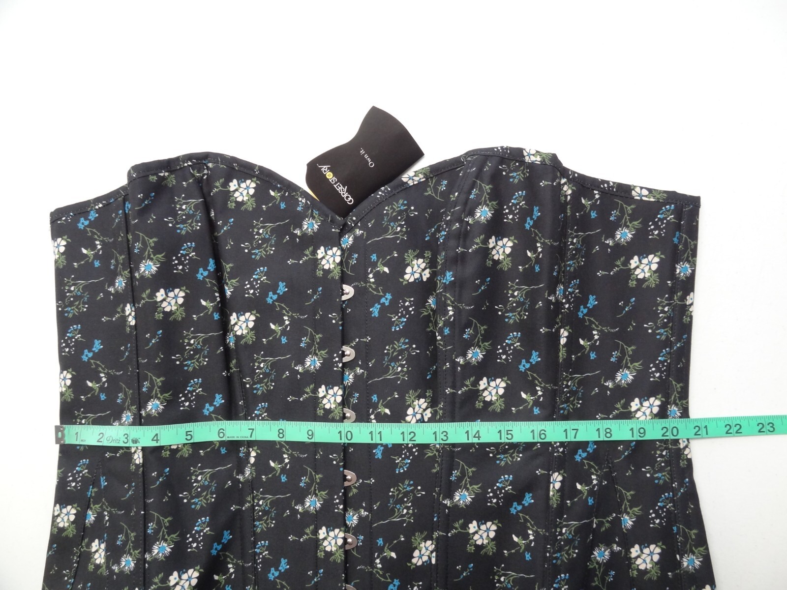 NWT Corset Story 44 Ditsy Floral Printed Overbust Spiral Steel Bone Navy Flowers