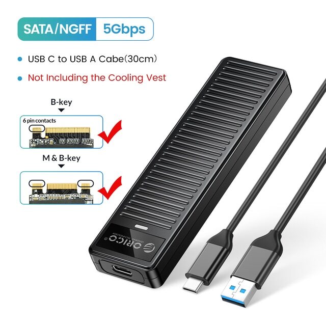 ORICO M.2 NVMe SSD Enclosure 10Gbps USB3.2 Gen 2 M2 SSD Box Support UASP 4TB