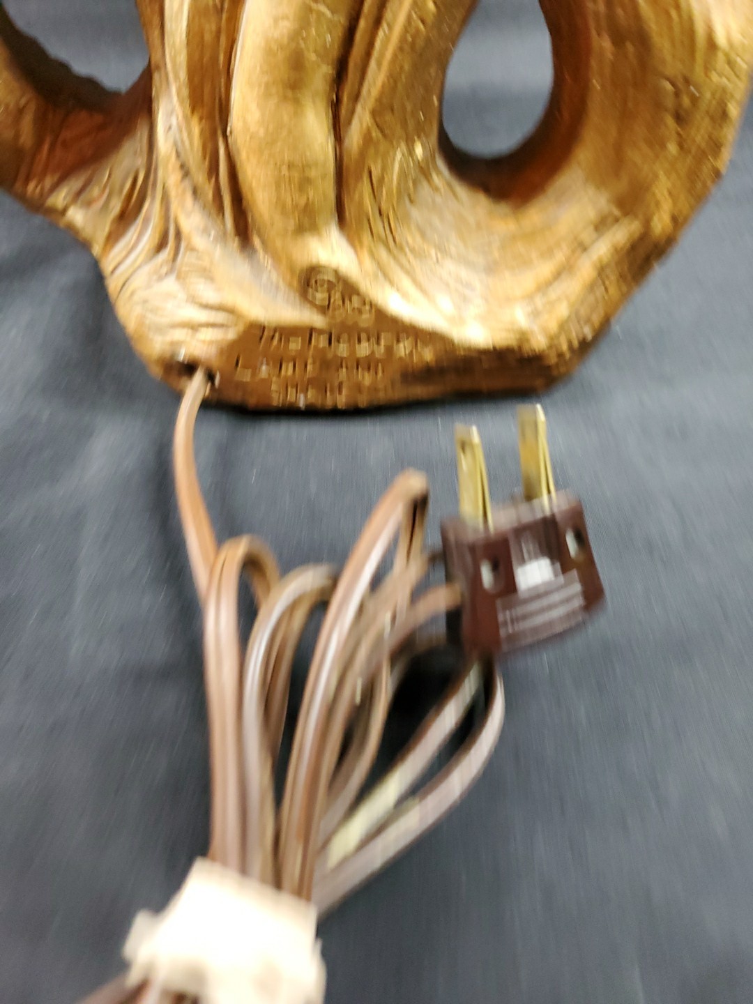 MCM 14" Lamp Base Mid Century Modern Plaster Drift Wood 3D Table Sculpture VTG *