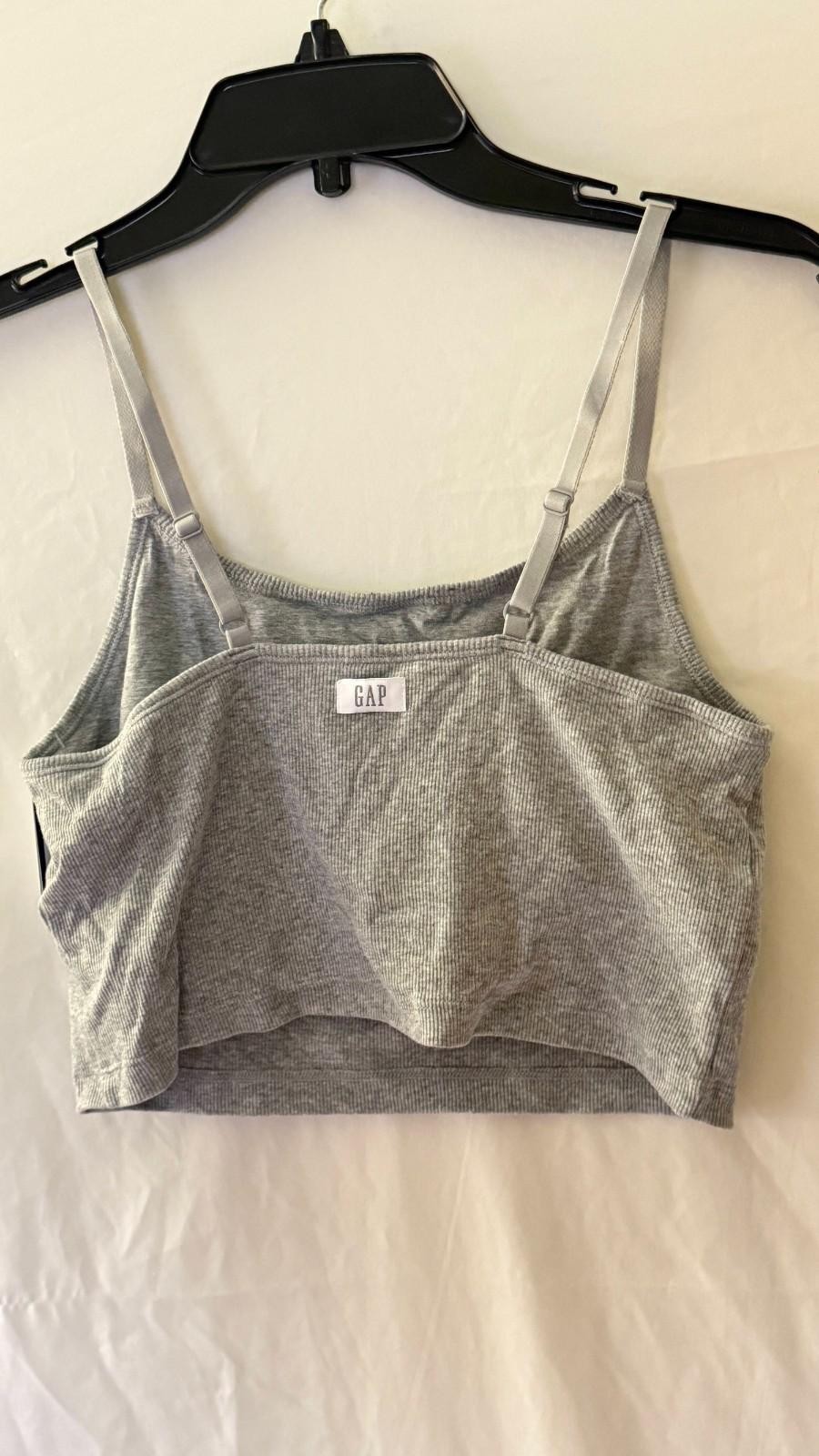 New Gap Women's Logo Comfort Cotton Rib Crop Cami Bra Gray Size L