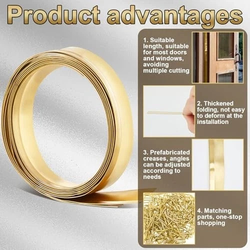 Spring-Loaded Bronze Weatherstripping, Metal Seal for Doors or Windows