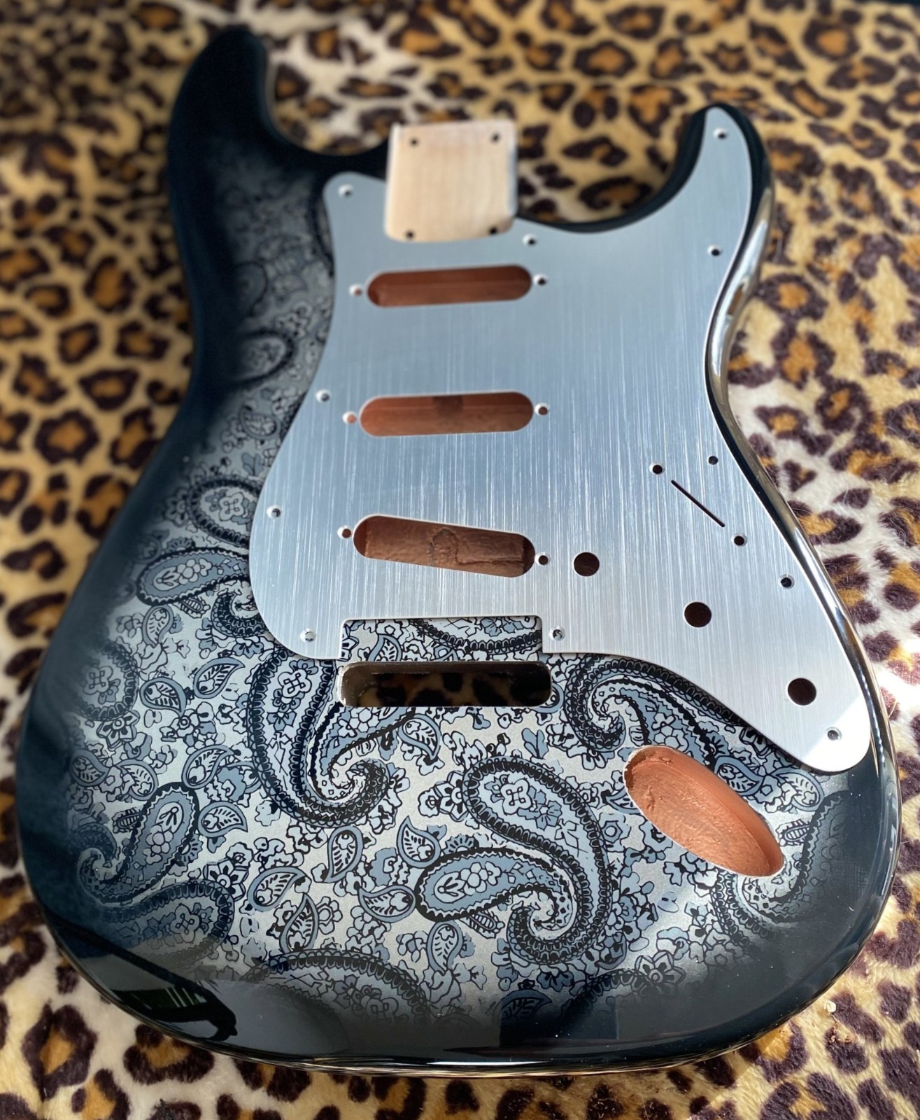 Paisley Stratocaster HSH Alder Fender Replacement Body Shielded Cavity