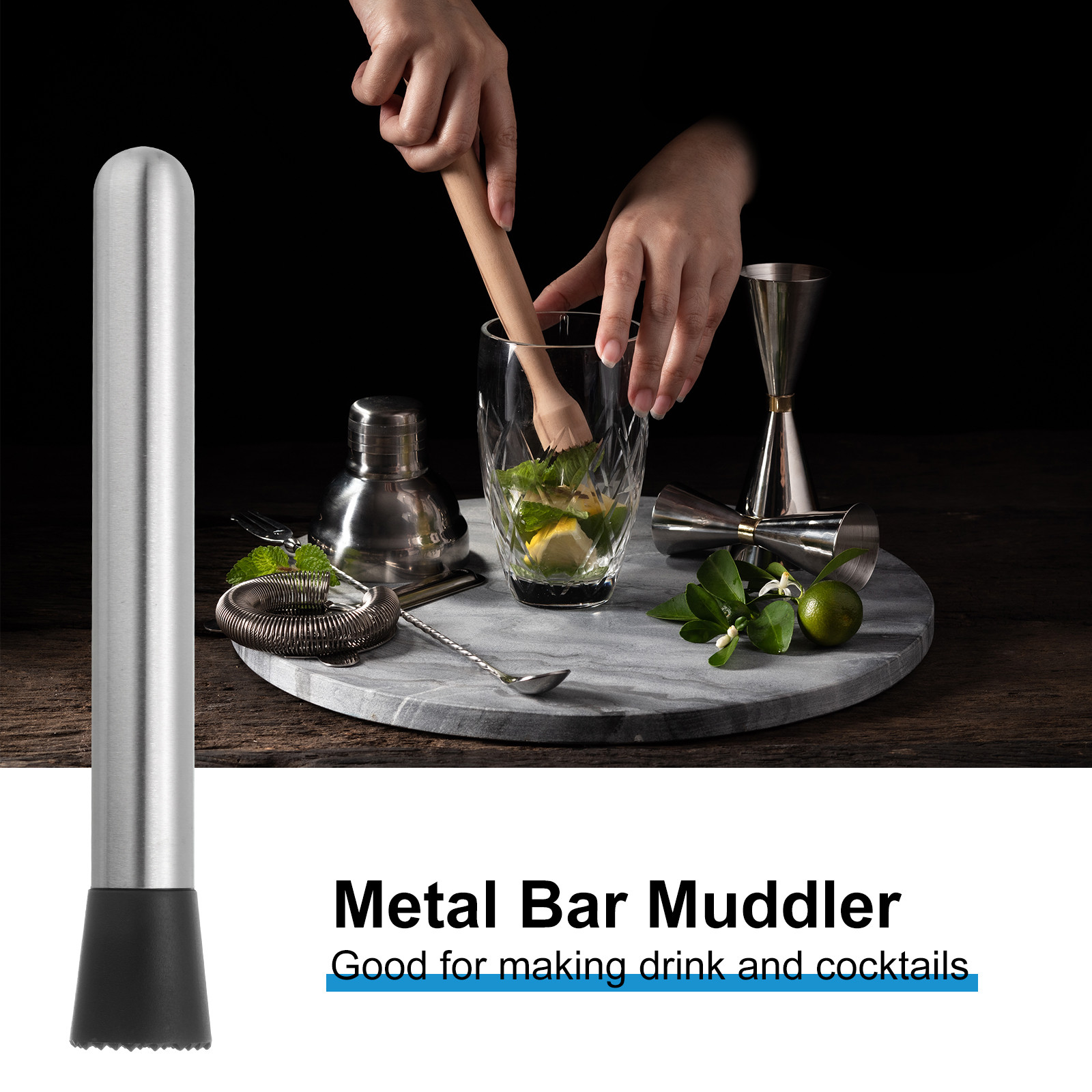 8inch Stainless Steel Cocktail Muddler Bar Muddler Bar Tool for Cocktails