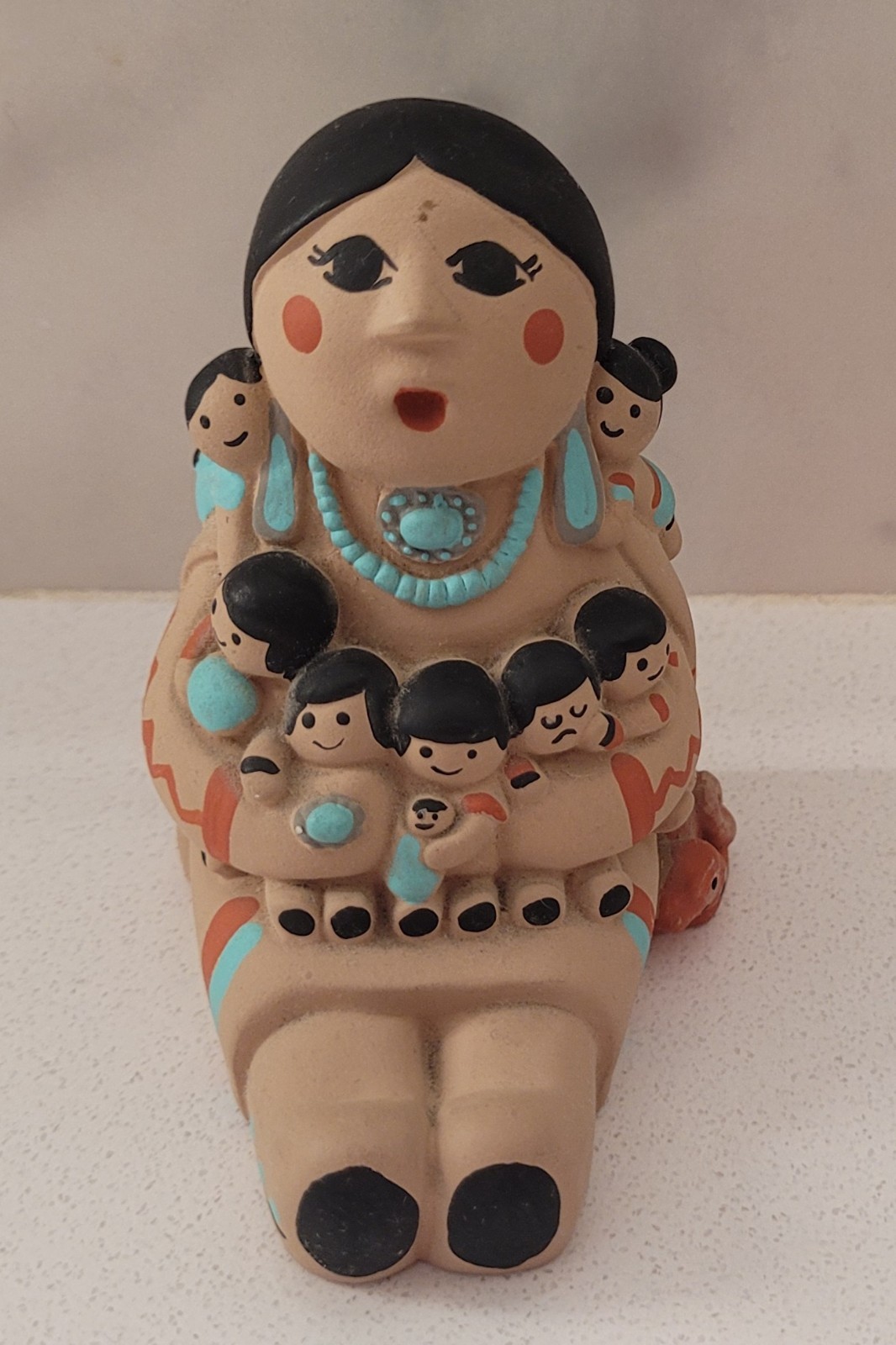 Vintage Teissedre Signed Native American Storyteller Hand Painted Figurine