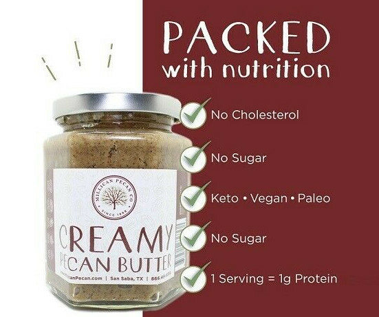 Pure Creamy Pecan Butter | Keto, Paleo, Vegan, Gluten Free | Millican Pecan | TX