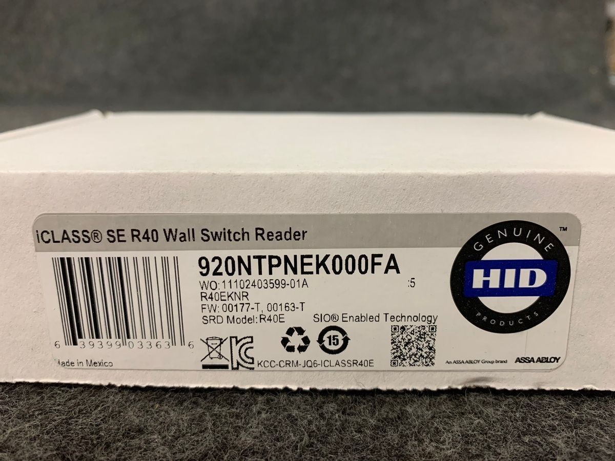 HID 920NTPNEK000FA iCLASS SE R40 Smart Card Reader, Wall Switch