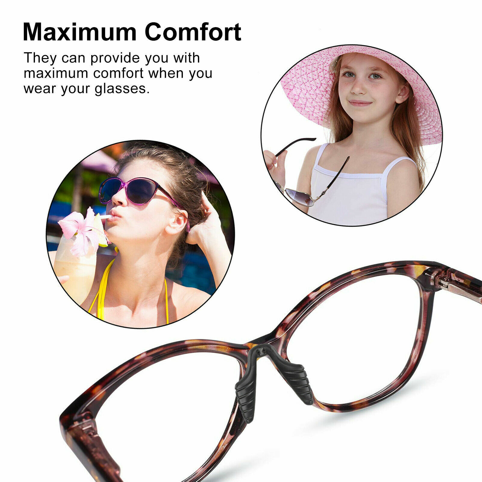 2Pcs Anti-slip silicone Stick On Nose Pads For Eyeglasses Sunglasses Glasses USA