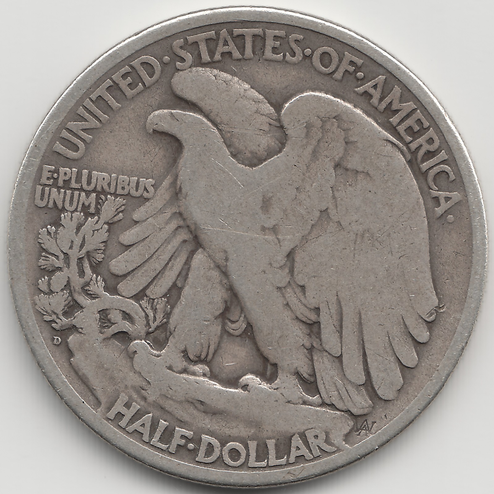 1919 D Walking Liberty Half Dollar, VG