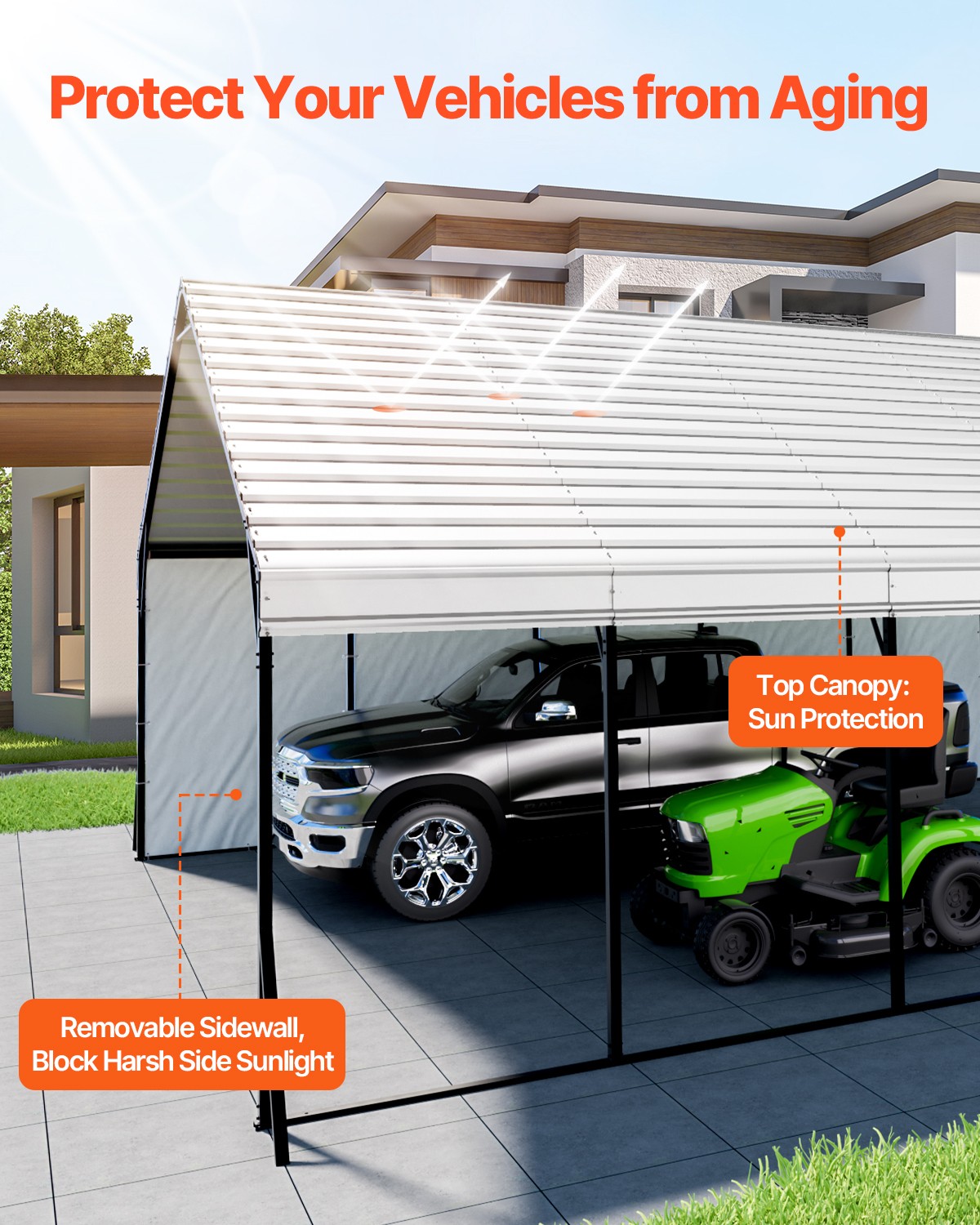 VEVOR 20 x 24 ft Heavy Duty Metal Carport Outdoor Boat Shelter