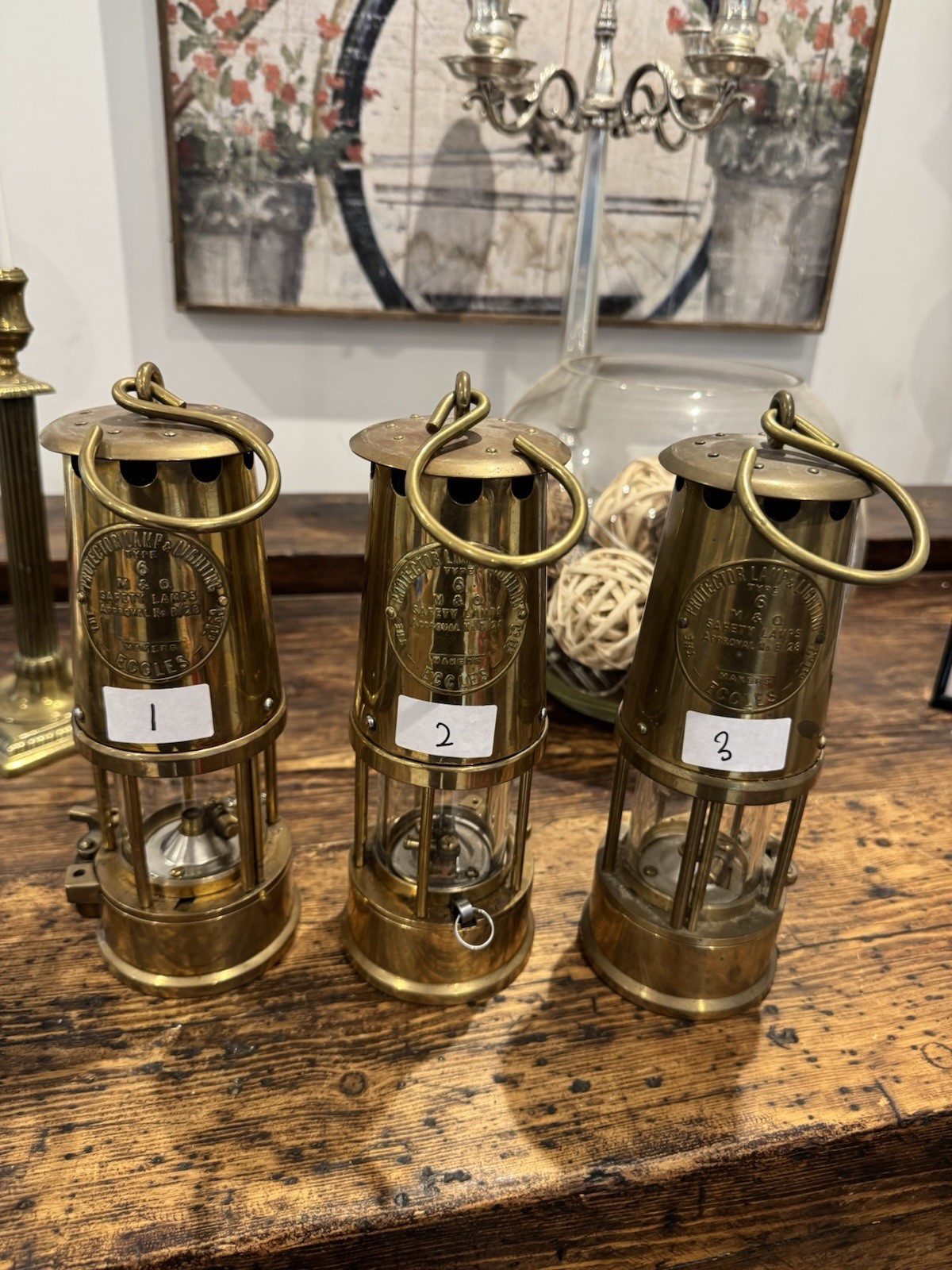 3 X Almost Identical Eccles Safety Lamps by The Protector Lamp Lighting Type 6