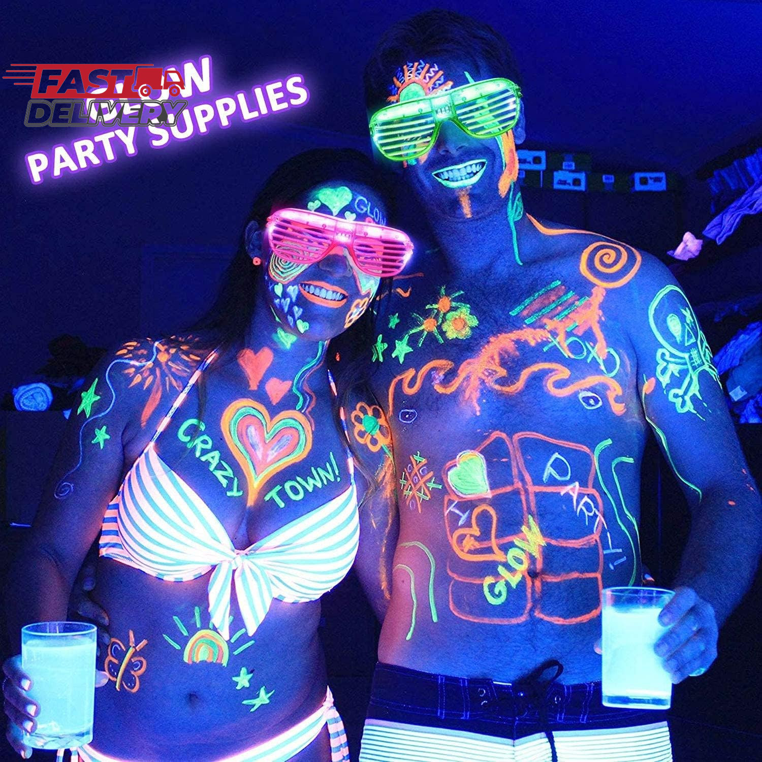 30 Pack LED Glasses Glow in the Dark Party Supplies Glow Sticks Glasses Party Fa