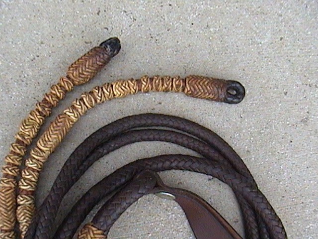 GORGEOUS VINTAGE KANGAROO & RAWHIDE WESTERN ROMEL ROMAL REINS BRIDLE HEADSTALL