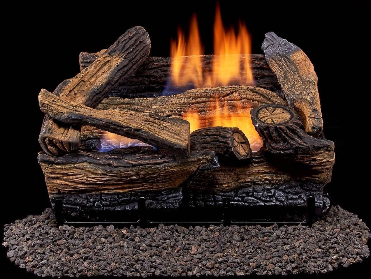 Split Red Oak Ventless Log Set – 18 Inch, 30,000 BTU, Dual Fuel Propane/Natur...