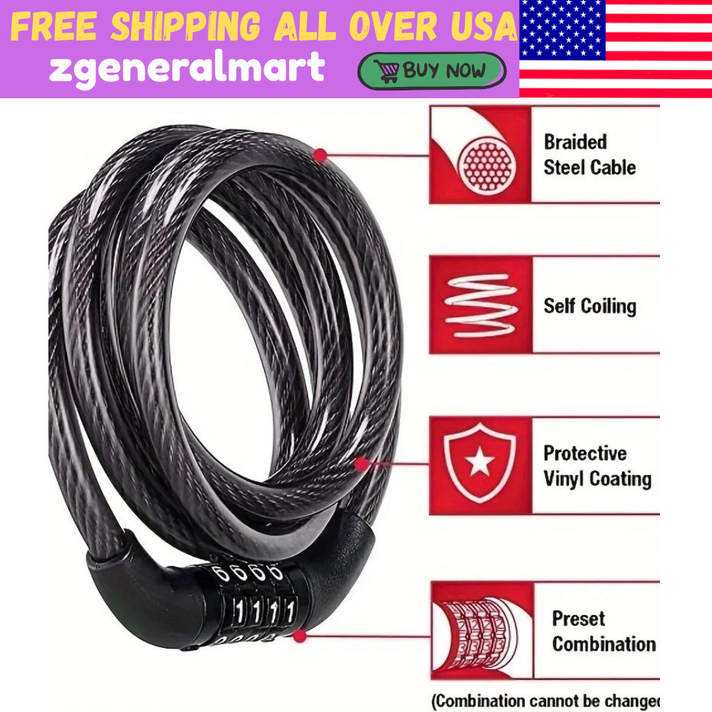 BIKE LOCK HEAVY DUTY STRONG FOR CYCLE MOTORCYCLE MOTOR BIKE COMBINATION SECURITY