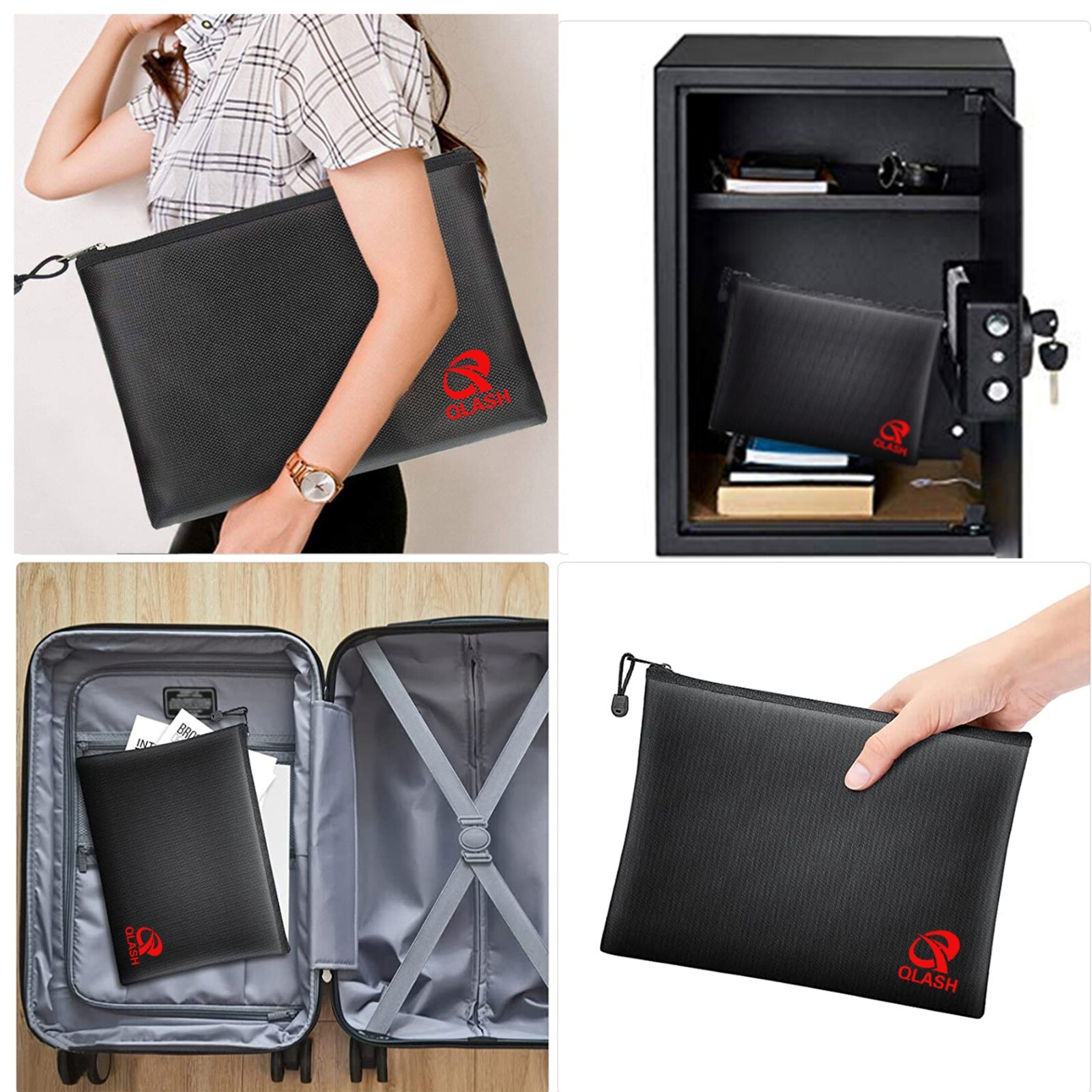 Large Fire Proof money Bag Fireproof Document Pouch Waterproof Safe Cash US