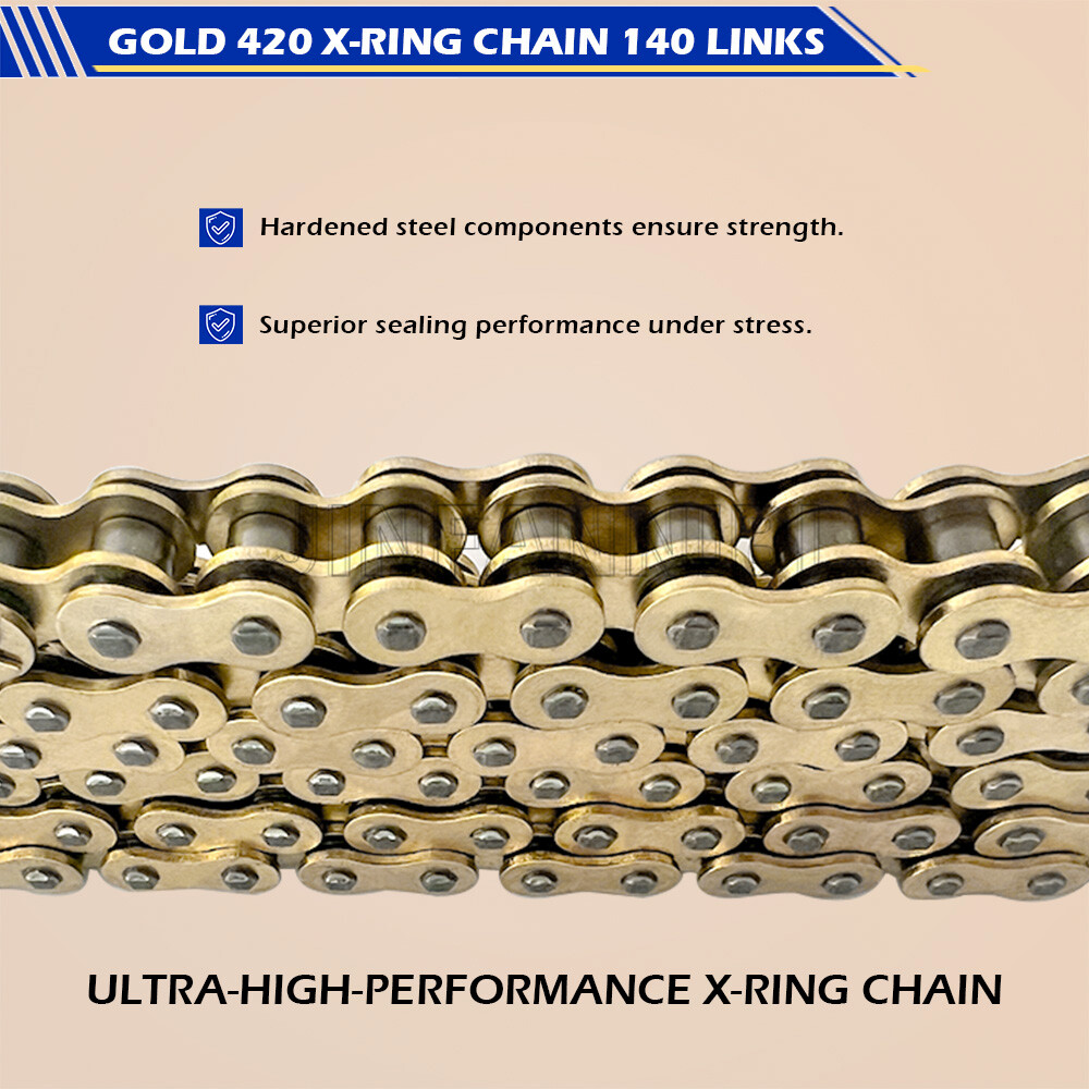 Gold 428 X-Ring Chain 140 Links W/Connecting Master Link for Motorcycle