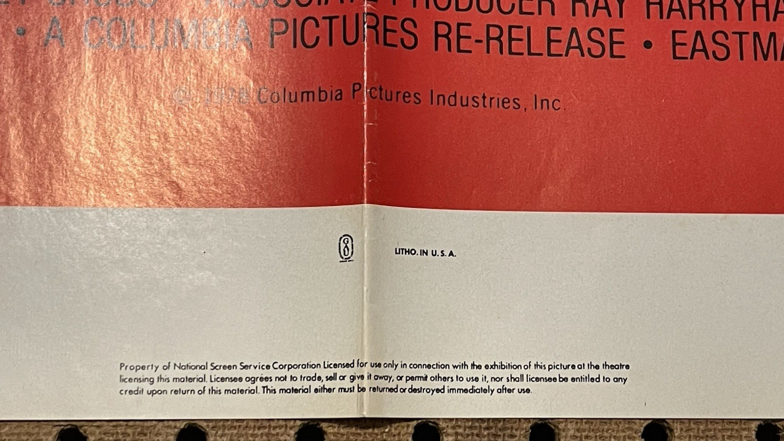 ORIG. MOVIE POSTER~ JASON & THE ARGONAUTS~1963/1978 RE~ ONE SHEET 27X40-3/4"