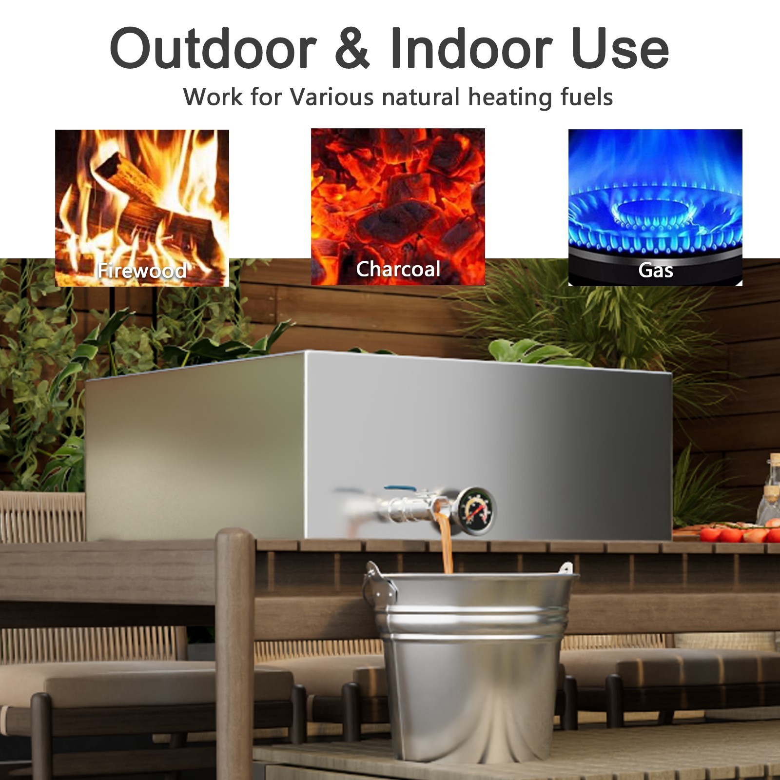 Minneer 304 Stainless Steel Maple Syrup Evaporator Pan W/Valve For Home Outdoor