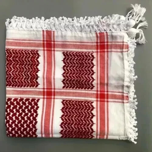 Beautiful Shemagh Keffiyeh Arab Scarf Original Palestine Red/White KufiyaBandana