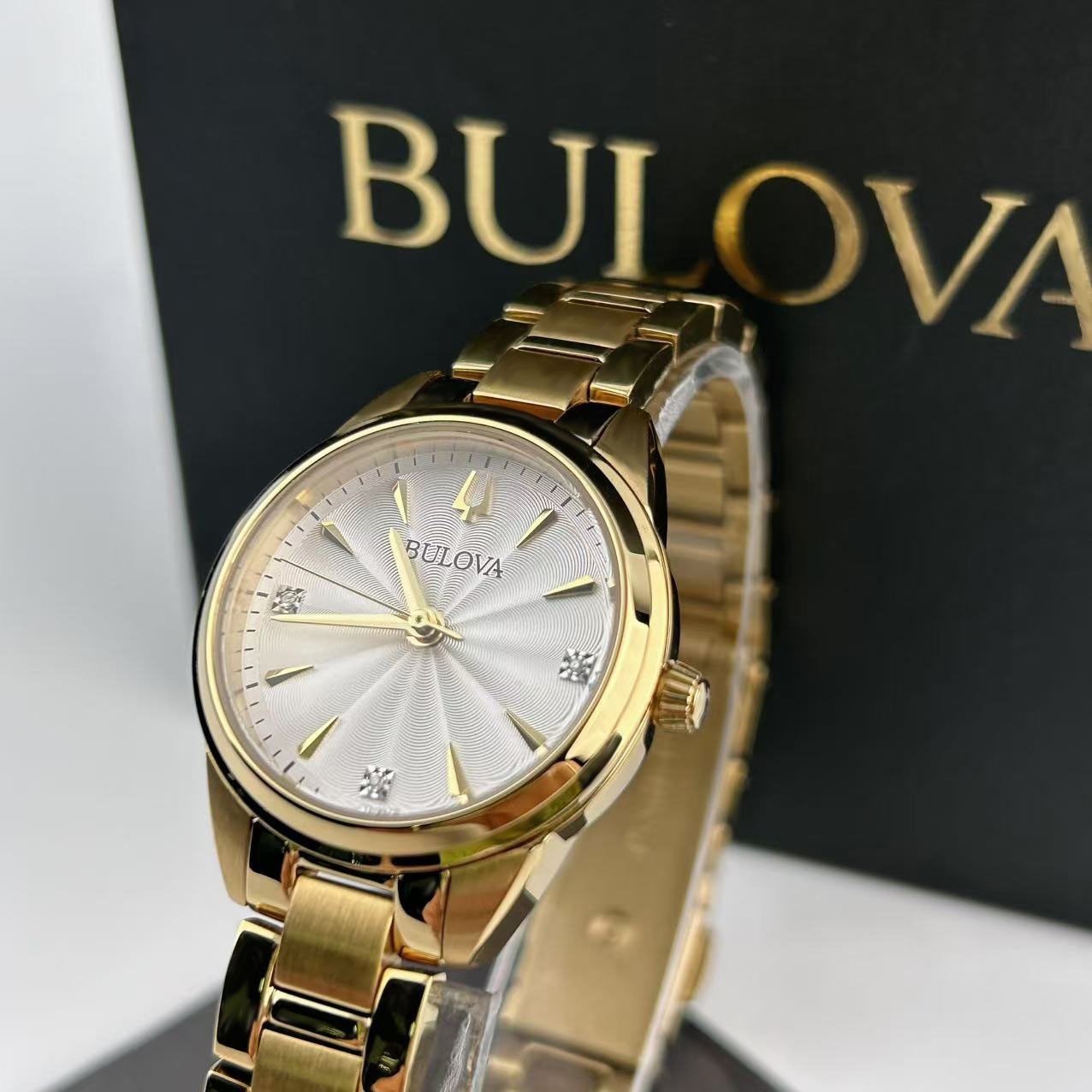 New Bulova Sutton 97P150 White Diamond Dial Stainless Steel Women's Quartz Watch