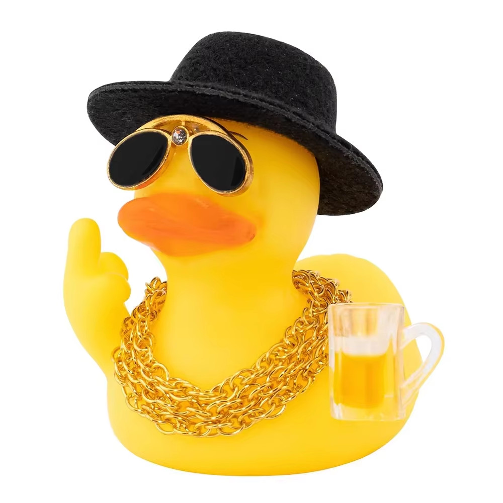 Rubber Middle Finger Duck Car Ornament Funny Office Gift Car Dashboard Decoratio