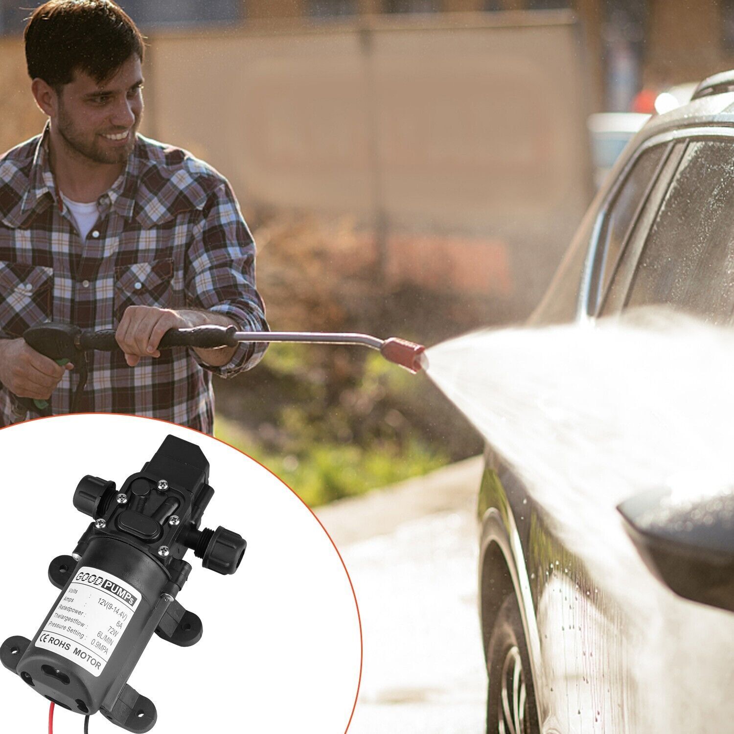 12V 130PSI High Pressure Self-Priming Diaphragm Water Pump