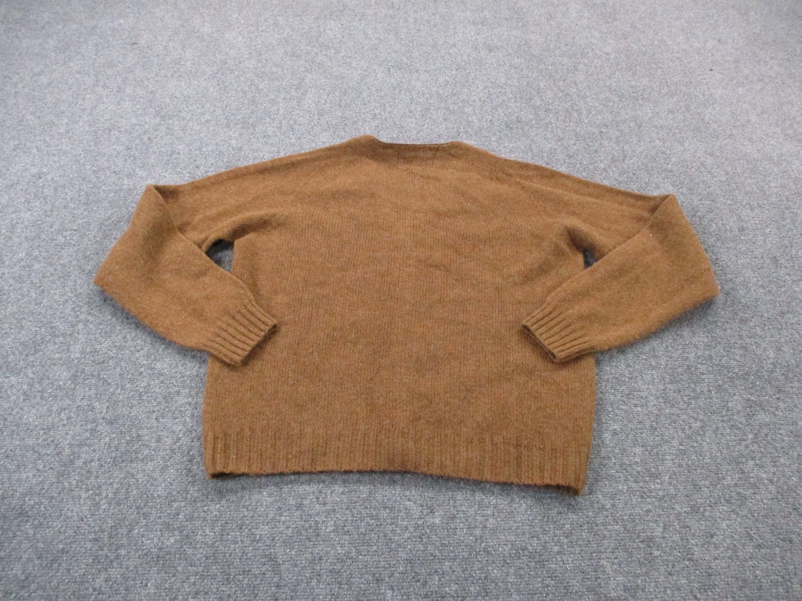 Harley Of Scotland Sweater Men L Brown Pure Virgin Wool Cardigan Shaggy Casual