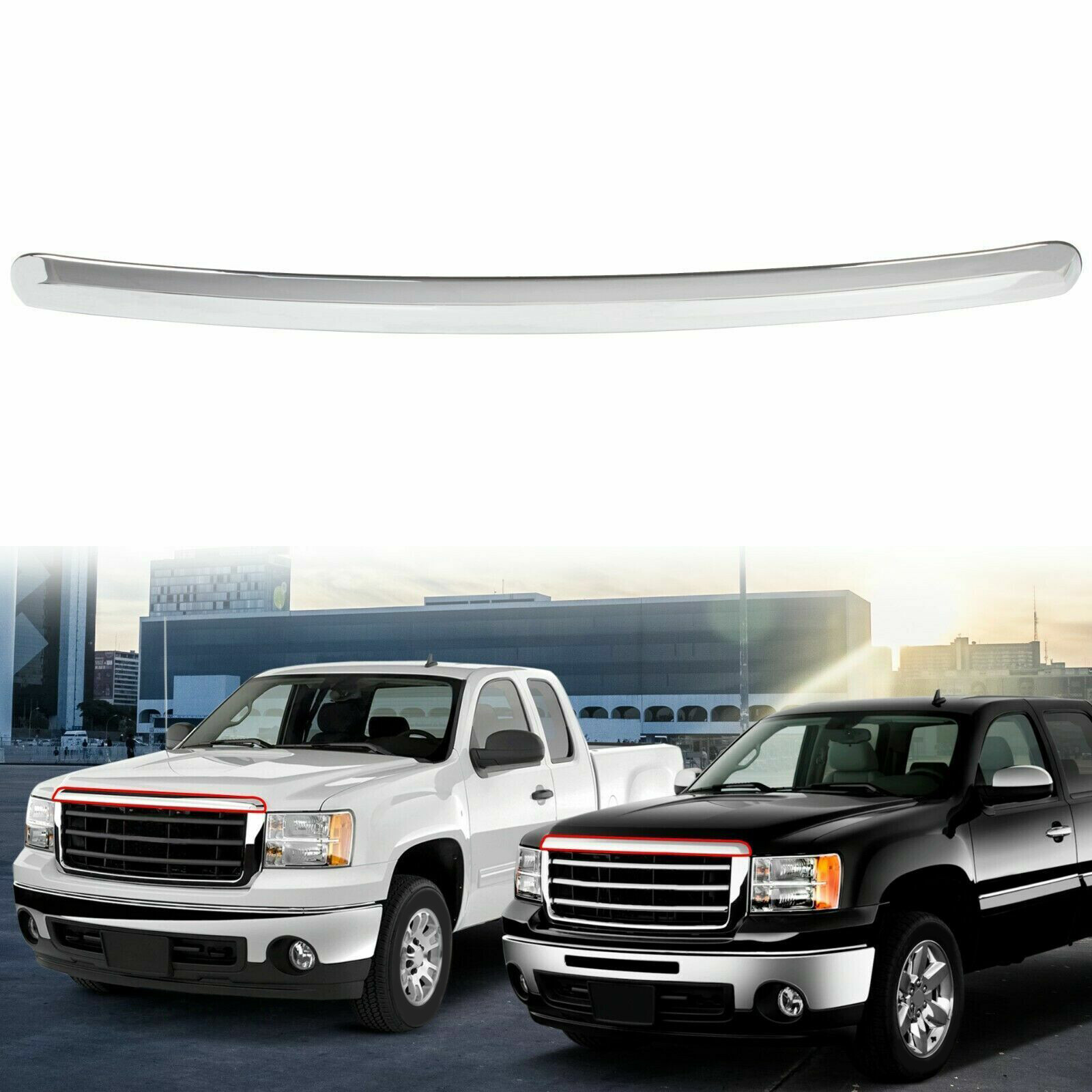 For GM1235109 Hood Molding Trim Chrome Fit For 07-2013 GMC Sierra 1500 2500 3500