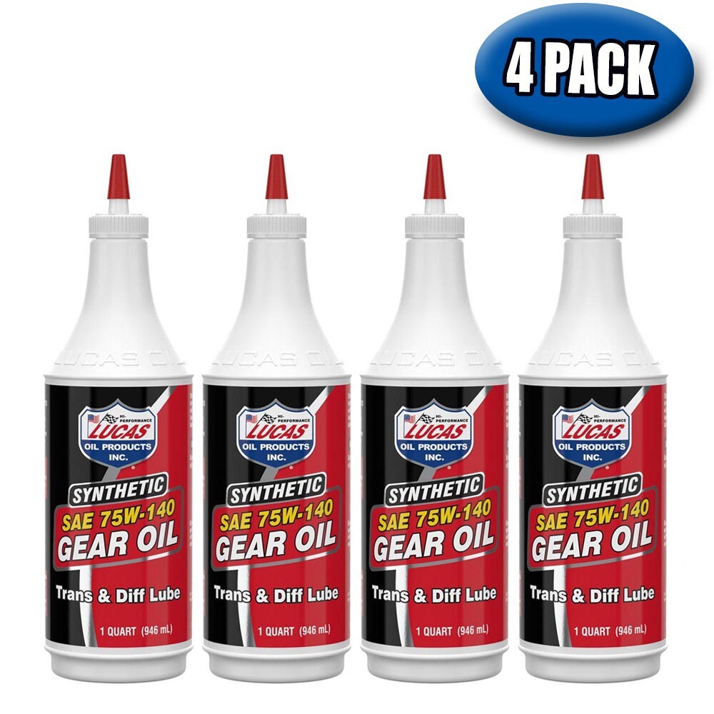 LUCAS OIL 10121 SYNTHETIC SAE 75W-140 GEAR OIL TRANS & DIFF LUBE 1 QT. - 4 PACK
