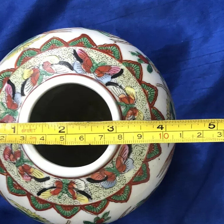 Ginger Jar Canton Famile Rose Butterflies Republic Period Vintage