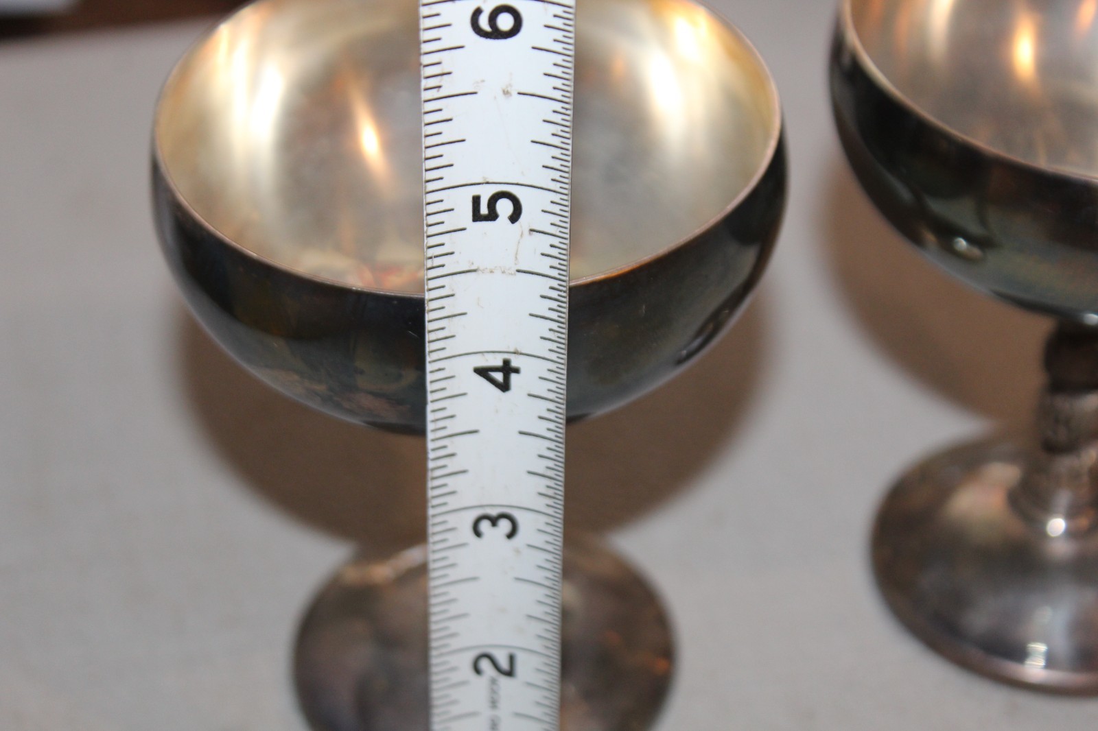 2 Vintage Silver Plate Champagne/Sherbet Glasses Cups Made in Spain 4.5 X 3.5"