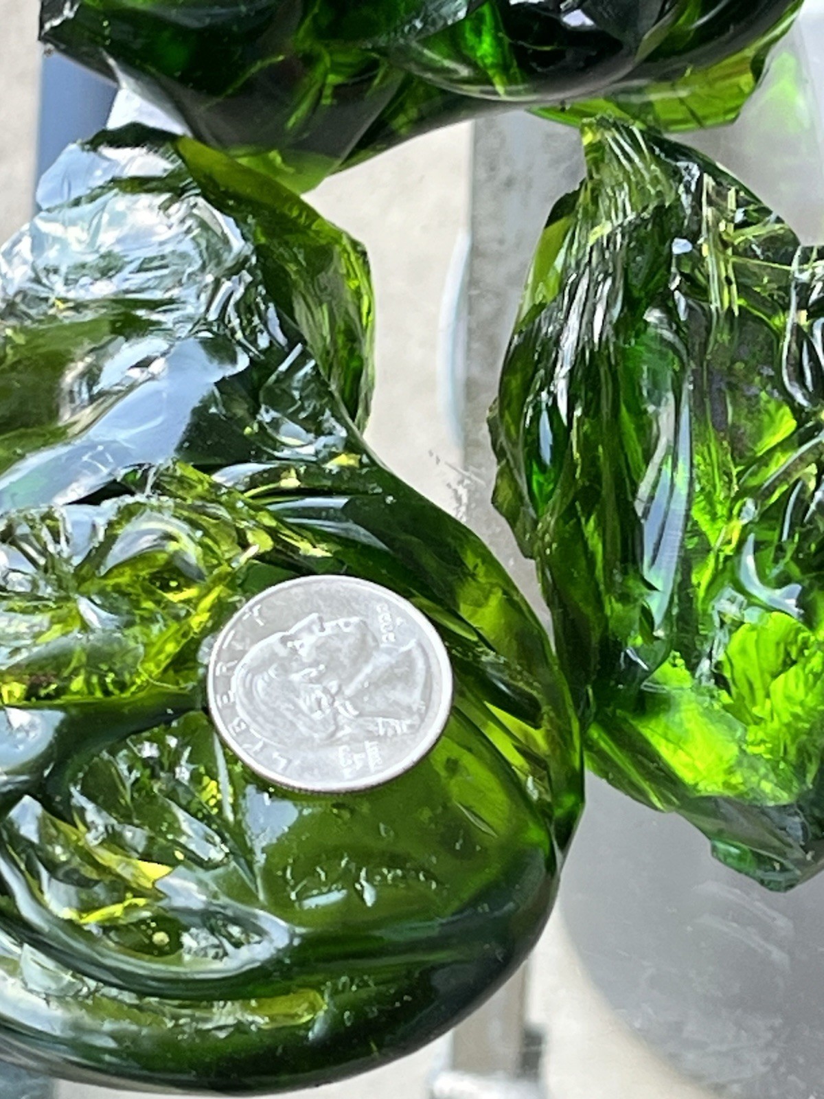 Lot of 10 Deep Green Fern Glass Cullet Slag Chunks ~ 6lbs Blenko