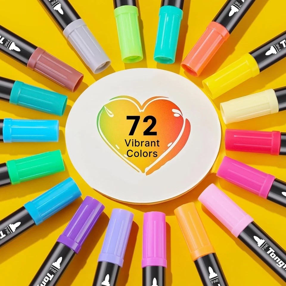 72 Colors Art Paint Markers, Dual Tip Acrylic Paint Pens with Brush Tip & Fi