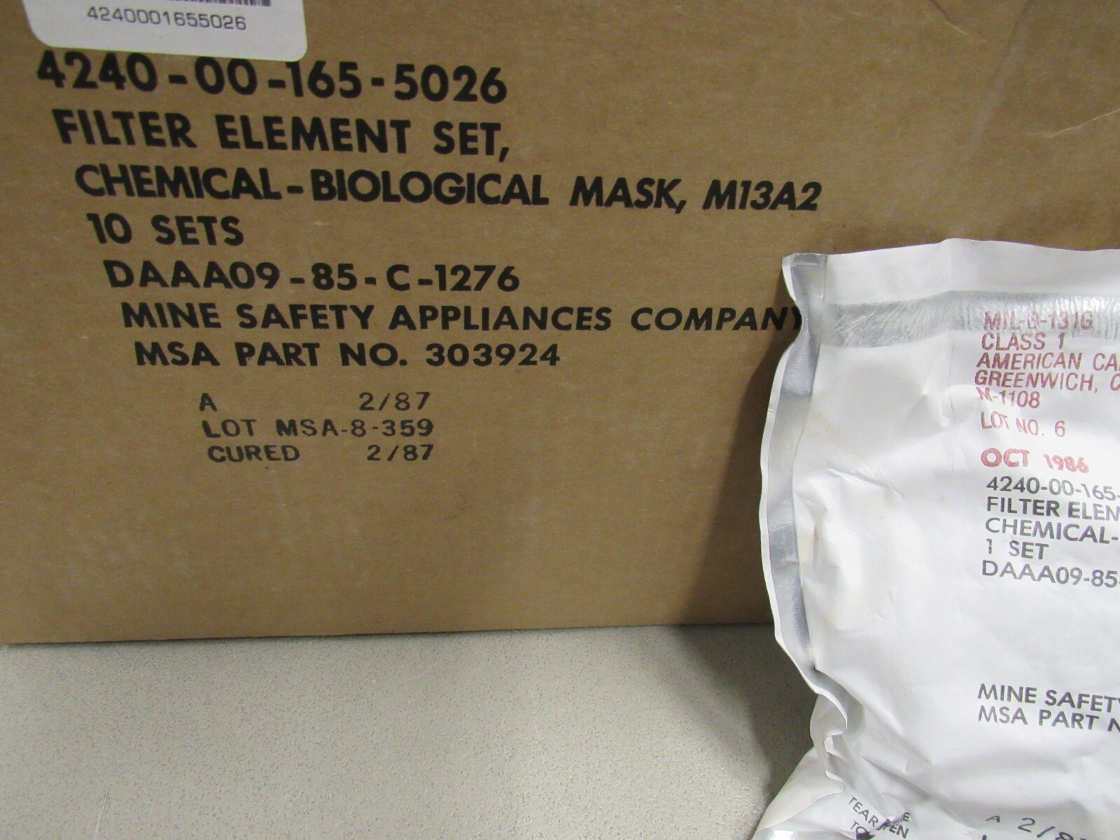 US M17 A1 A2 Gas Mask Filter Set MSA Mine Safety Appliance NOS 1987
