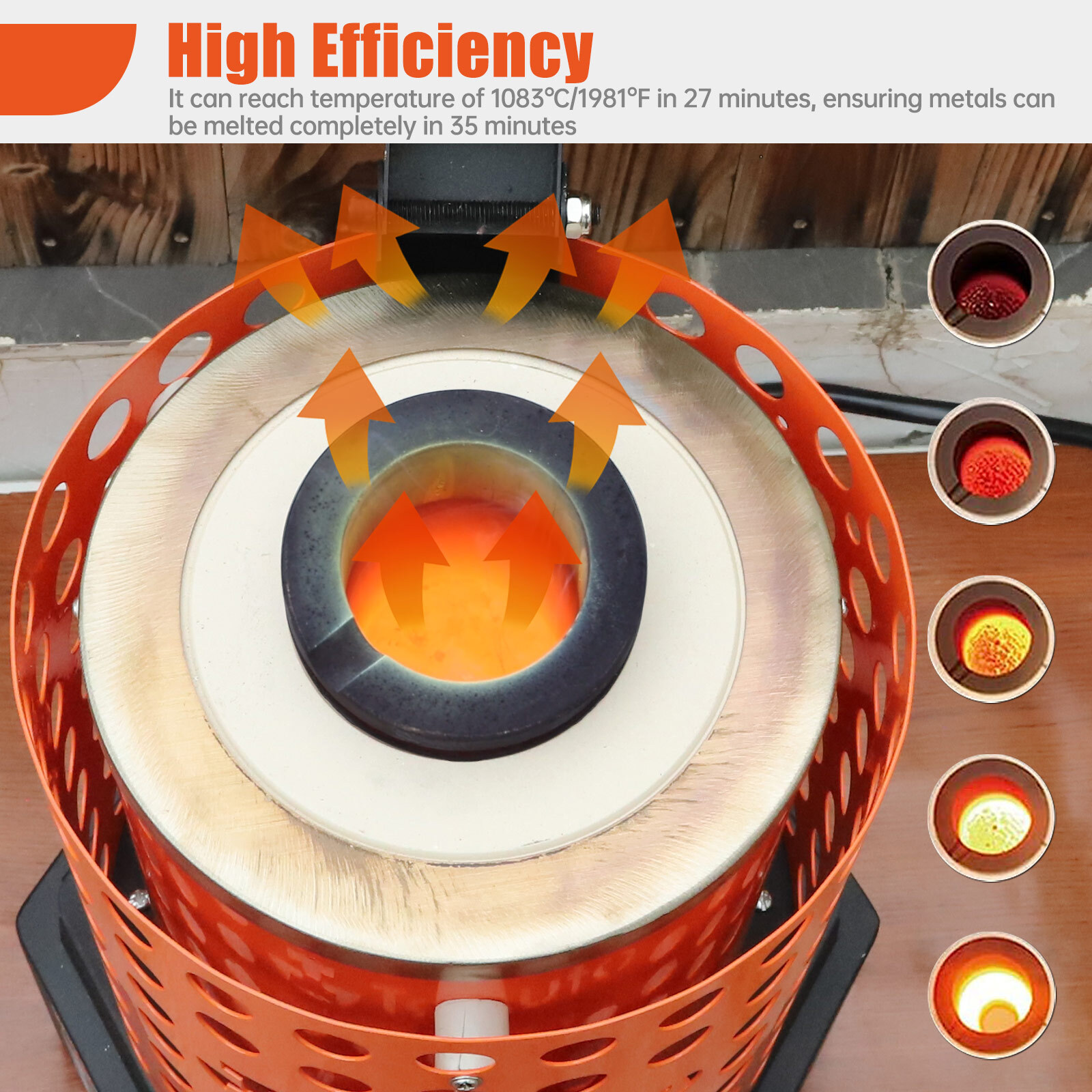 TOAUTO 1800W Electric Gold Melting Furnace 6.6LB Crucible Casting Ingot Mold Kit