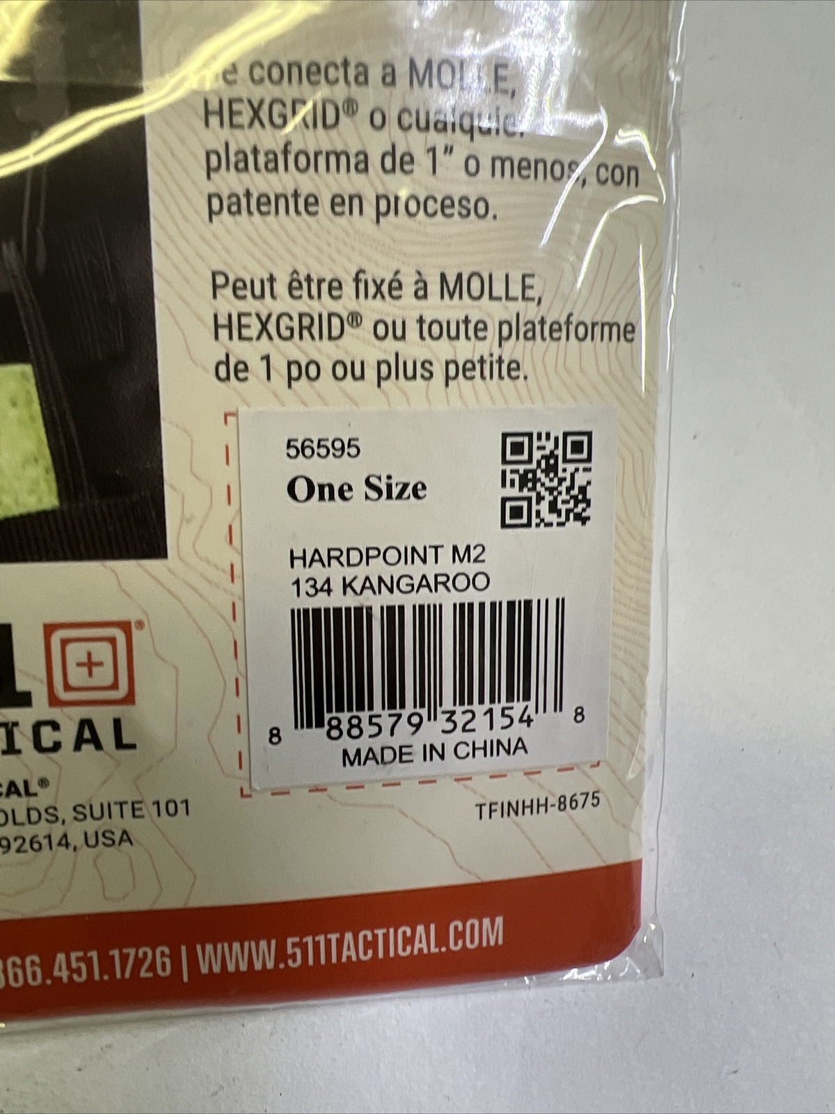 5.11 Hardpoint M2 Coyote Kangaroo Molle Clip Hardpoint Carabiner HEXGRID 99lb